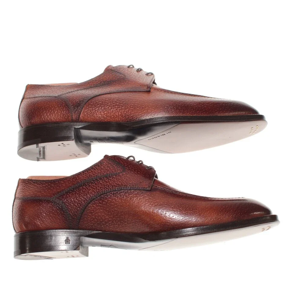 Di Bianco NWB Derby Dress Shoes Size 41.5 (US 7.5) in Brown Pebbled Leather